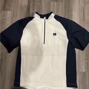 Notre Dame White and Navy Short Sleeve Quarter-Zip Pullover